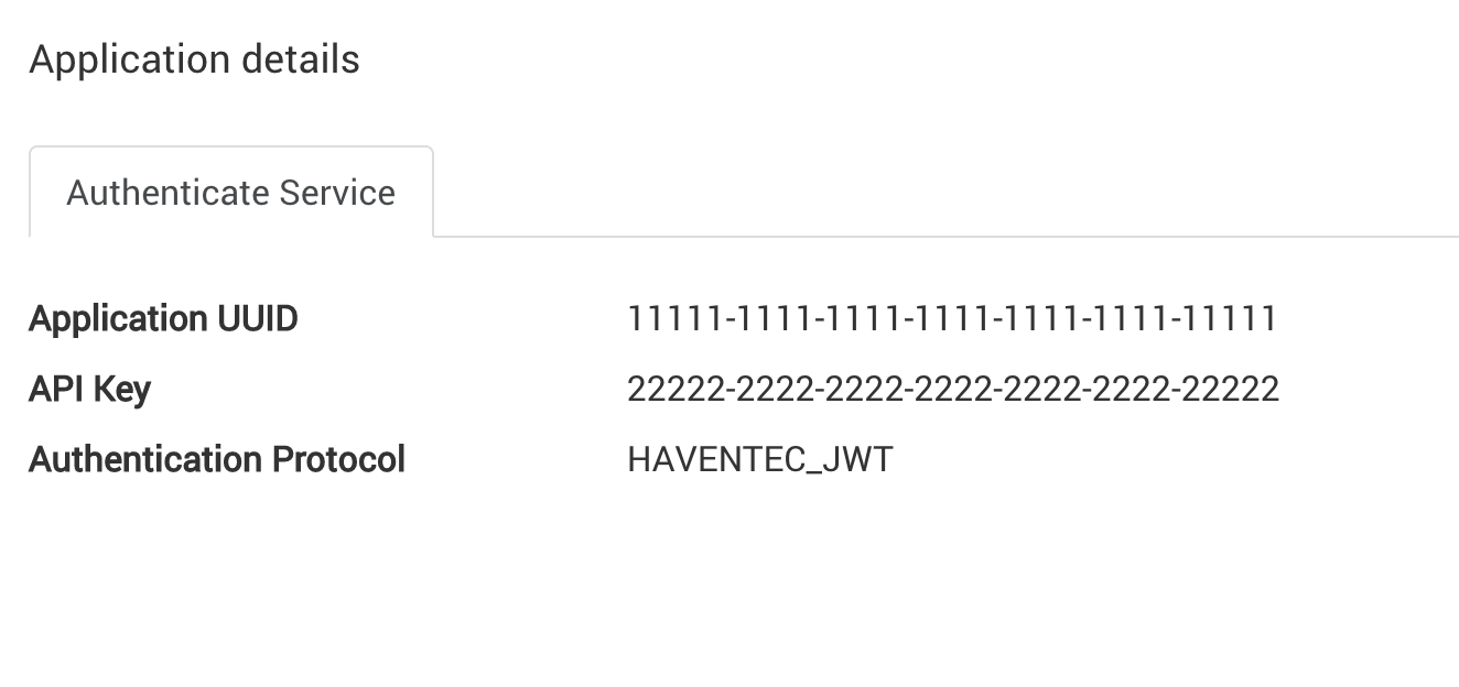 Haventec Console application screenshot